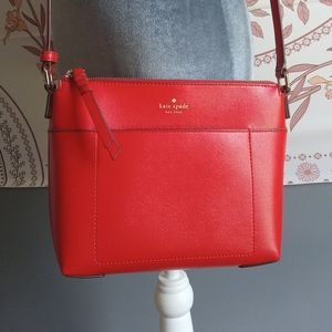 Kate Spade Leather Crossbody Cherry Red, Pink Interior, Excellent Used Condition